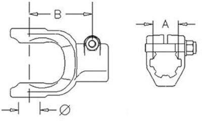 B&amp;P PTO Clamp Yoke, Series 8, 1-3/8&quot;-6Spline