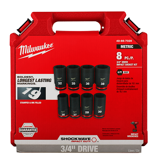 8PC  Impact Duty™ 3/4&quot; Drive Metric Deep 6 Point Socket Set