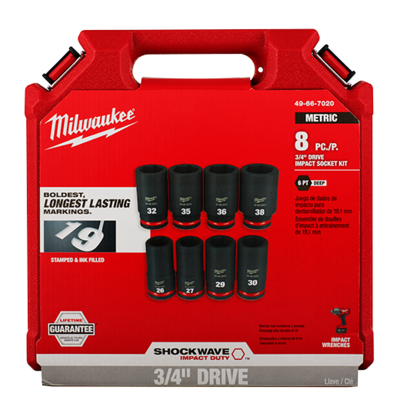 8PC  Impact Duty™ 3/4&quot; Drive Metric Deep 6 Point Socket Set