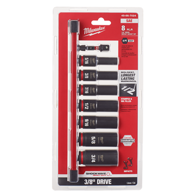 8PC Impact Duty™ 3/8&quot;&quot; Drive SAE Deep 6 Point Socket Set