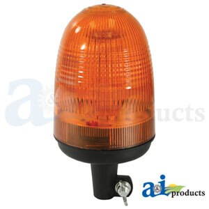 A&amp;I Amber LED Beacon Light w/Rubber Pipe Mount Base, 3 Flash Settings