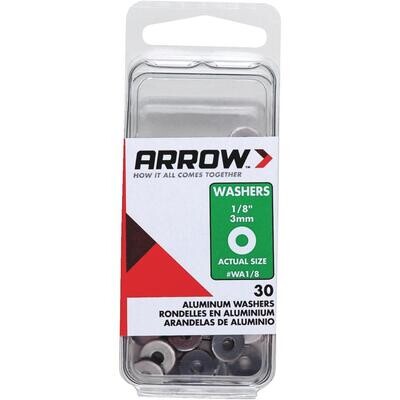 Arrow WA1/8 Aluminum Rivet Washers, 1/8&quot;  30Pk