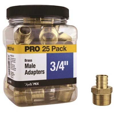 Apollo APXMA3425JR Brass Pex Male Adaptor, 3/4&quot; 25Pk