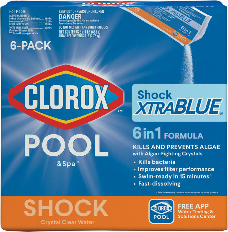 Clorox 36006CLX X-Blue Pool Shock Plus, 6X1Lb