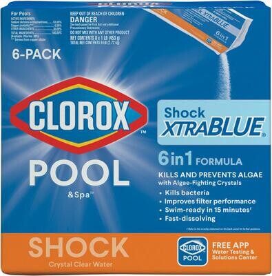 Clorox 36006CLX X-Blue Pool Shock Plus, 6X1Lb