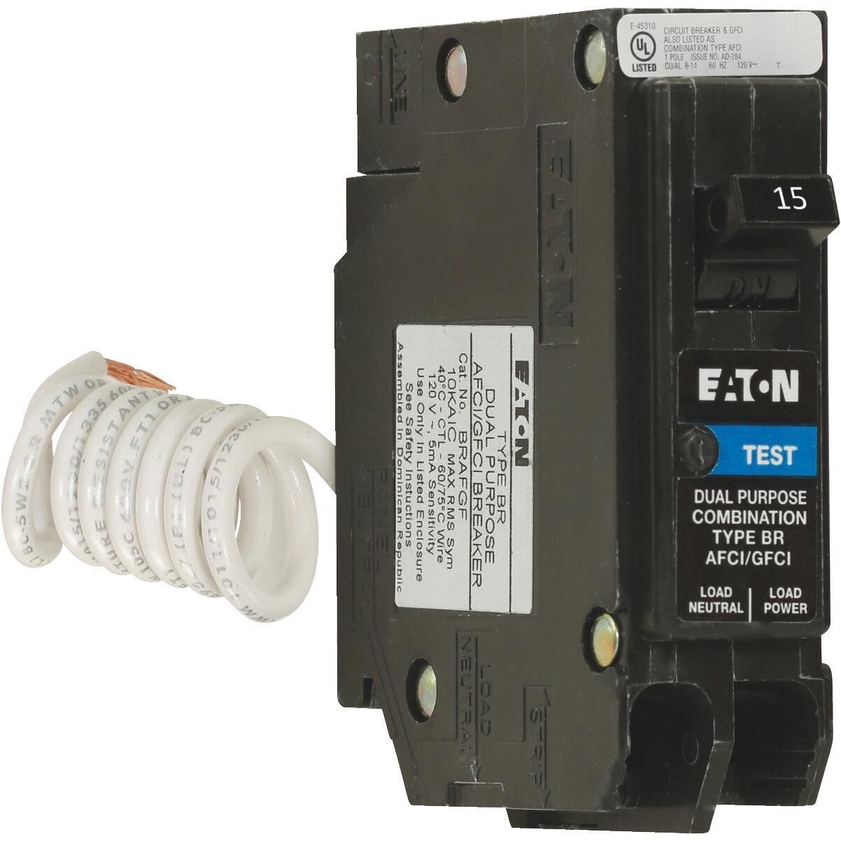 Cutler Hammer BRN115DF CAFCI/GFCI Circuit Breaker, 15A 1-P