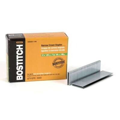 Bostitch Narrow Crown Staples, 1-1/4&quot;X7/32&quot;