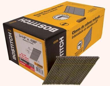 Bostitch S12D-FH Collated Smooth 28Deg. Framing Nails, 3-1/4&quot;, 2000Bx