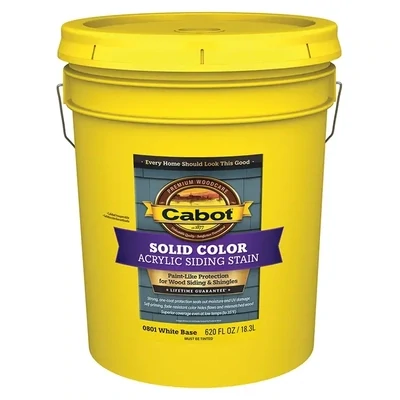 Cabot 140.0000801.008 Solid White Exterior Wood Stain, 5Gal