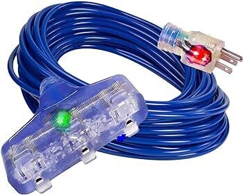 Blue Pro-Style Extension Cord, 12/3X50Ft  w/Tri-Tap
