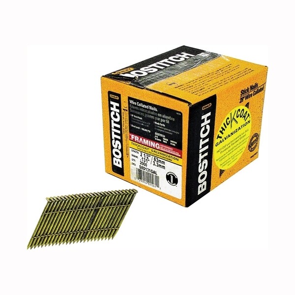 Bostitch S12DR131-FH Full Head Ring Shank Framing Nails, 3-1/4&quot; X .131, 2000Bx