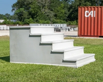 Concrete Steps, (5), 3Ft Wide, 12&quot; Tread 8&quot; Riser