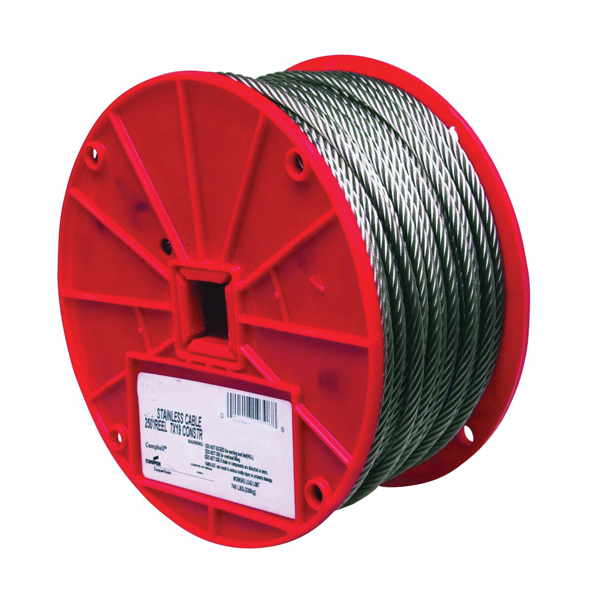 Campbell 7000426 Stainless Steel Cable, 1/8&quot;,  340Lb WLL