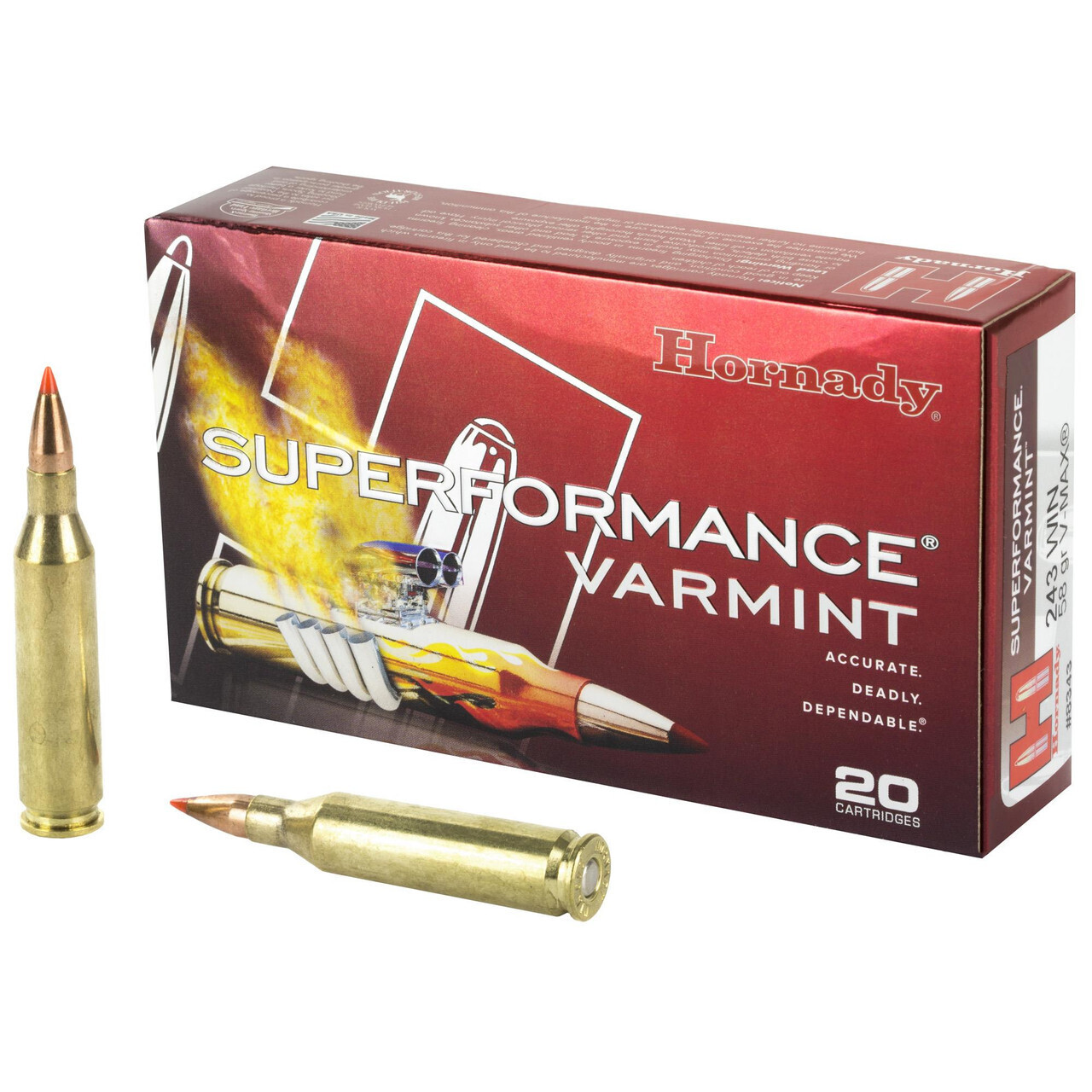 Hornady  .243 Winchester 58G V-MAX Ammo, 20Bx