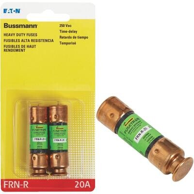 Bussman BP/FRN-R-20 Delay Cartridge Fuse, 20A 2pk