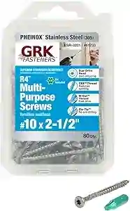 GRK 61733 Stainless Steel Decking Screw, 10X2-1/2&quot;  80Pk