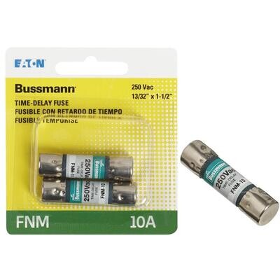 Bussman BP/FNM-5 Delay Cartridge Fuse, 10A 2pk  .4&quot;X1-1/2&quot;