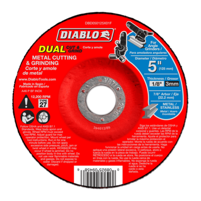Diablo DBD050125X01F Metal Cut-Off/Grinding Disc, 5&quot; X 1/8&quot; X 7/8&quot;
