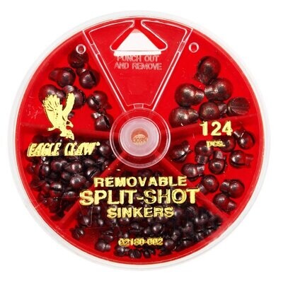 Eagle Claw 02180H-002 Lead SplitShot Fishing Sinker Asst, 124Pk