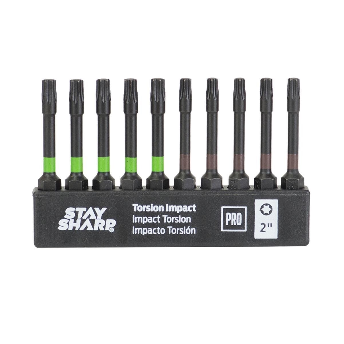 EAB Torsion Impact Rated Assorted Torx X 2&quot;  in Bit Clip, 10Pk