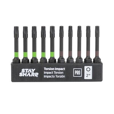 EAB Torsion Impact Rated Assorted Torx X 2&quot;  in Bit Clip, 10Pk