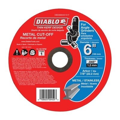 Diablo DBD060045101F Thin Kerf Metal Cut-Off Disc, 6&quot; X .045&quot; X 7/8&quot;
