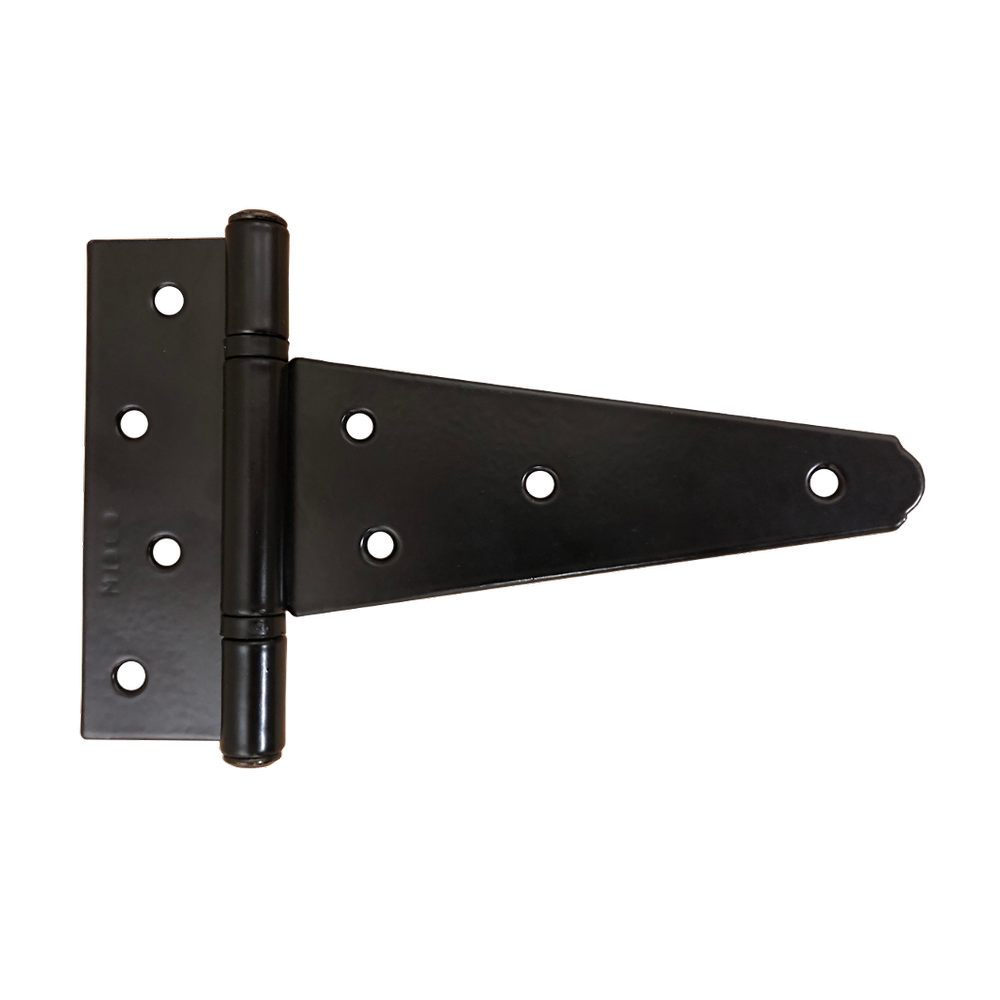 HD Steel T-Hinge, 6"  Black w/Nylon Washers