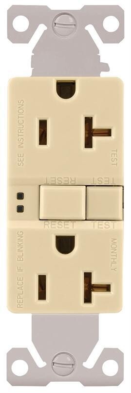 Eaton SGF20V-L Ivory GFCI Duplex Receptacle, 20A, 125V