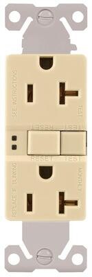 Eaton SGF20V-L Ivory GFCI Duplex Receptacle, 20A, 125V