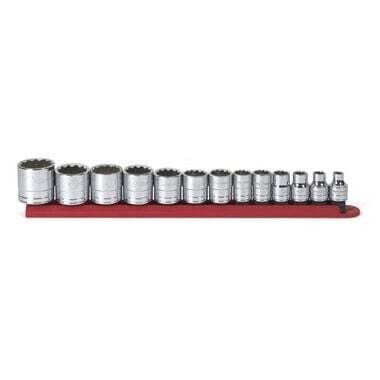 Gearwrench 12Pc SAE 12Pt 3/8Dr Socket Set, 1/4&quot;to1&quot; on Rail