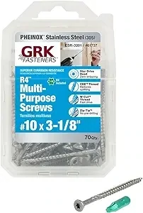 GRK 61737 305 Stainless Steel Decking Screw, 10X3-1/8&quot;  70Pk