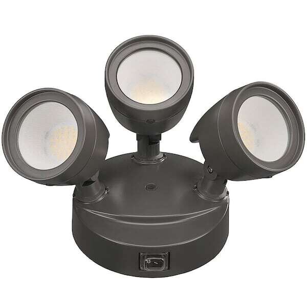 ETI Bronze 3-Head Led Security Light w/Lumen Boost, 3/4/5K 1800/4051 Lumen, 42/21W, 120V