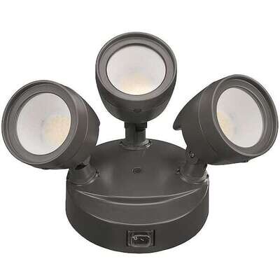 ETI Bronze 3-Head Led Security Light w/Lumen Boost, 3/4/5K 1800/4051 Lumen, 42/21W, 120V