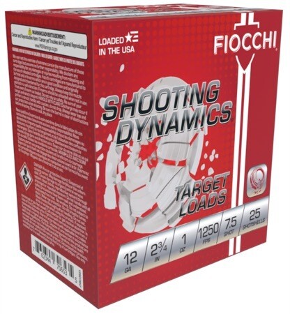 Fiochi 12SD1X75 Shooting Dynamics 12Ga, 2-3/4&quot; 7-1/2 Shot Ammo, 1250fps, 25Ct