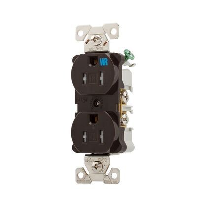 Eaton TWRBR15B Brown Tamper &amp; Weather Resistant Duplex Receptacle, 15A, 125V