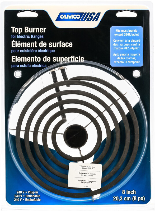 Camco 00253 Deluxe Electric Range Burner, 8&quot;, 240V, 2100W