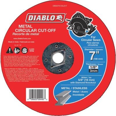 Diablo DBD070125L01F Metal Cut-Off Disc, 7&quot; X 1/8&quot; X 5/8&quot;