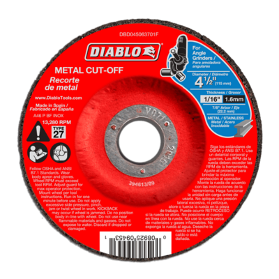 Diablo DBD045063701F Metal Cut-Off Disc, 4-1/2&quot; X 1/16&quot; X 7/8&quot;