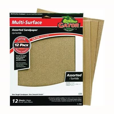 Gator 3260 Aluminum Oxide Sandpaper, 220 Grit  9&quot;X11&quot; Sheet