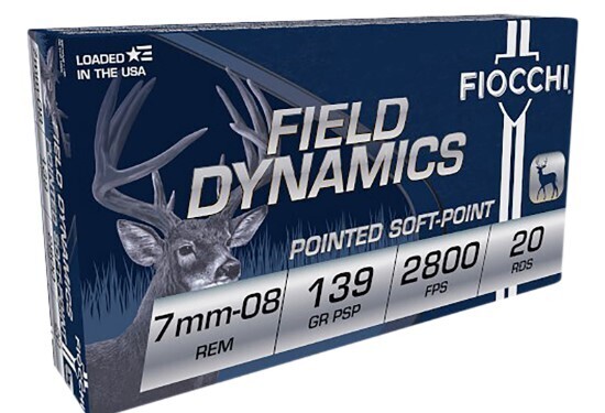 Fiochi Field Dynamics 7MM-08 Rem. Rifle Ammo, 139Gr, PSP, 2800FPS, 20Ct