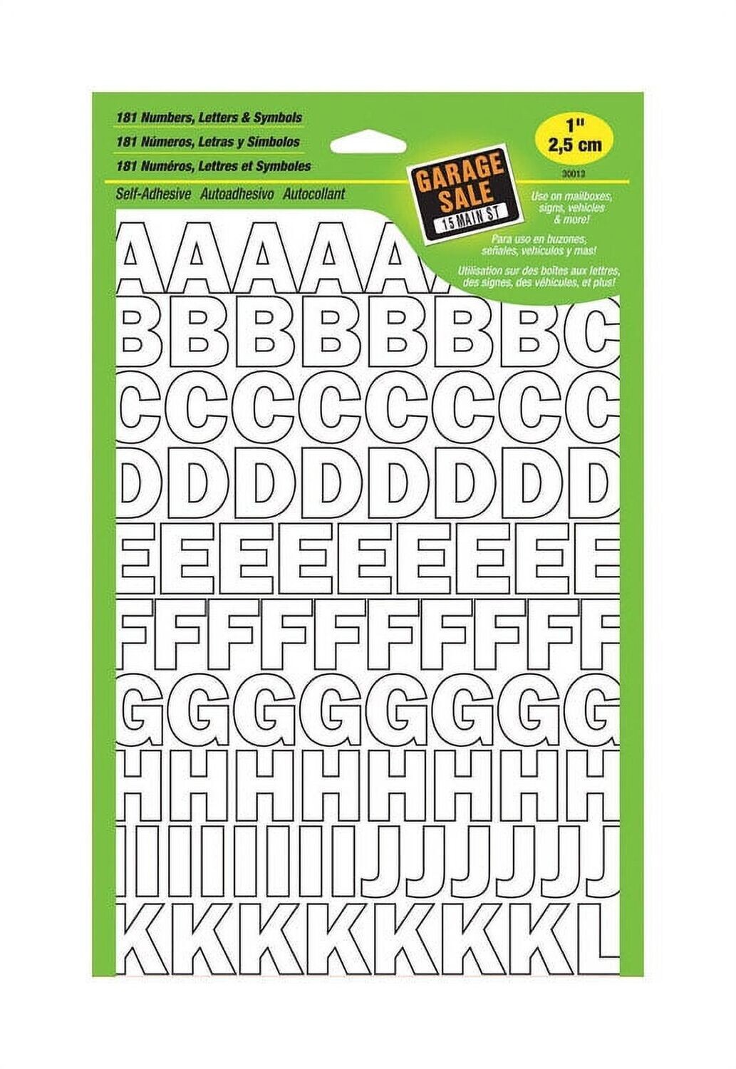 HY-KO 30013 White Number/Letter Set, 1&quot;