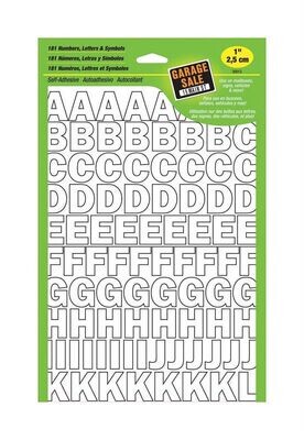 HY-KO 30013 White Number/Letter Set, 1&quot;