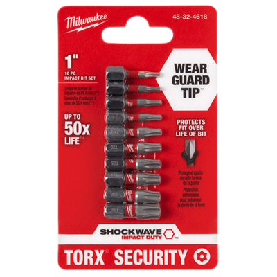 Milwaukee Shockwave™ Tamper-Proof Torx  Security Bit Set, 10-Pc.