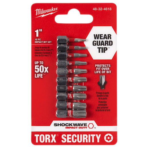 Milwaukee Shockwave™ Tamper-Proof Torx  Security Bit Set, 10-Pc.