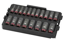 Milwaukee 19PC Shockwave® 3/8 DR Deep Metric Impact Socket Set in Tray, 6mm to 24mm