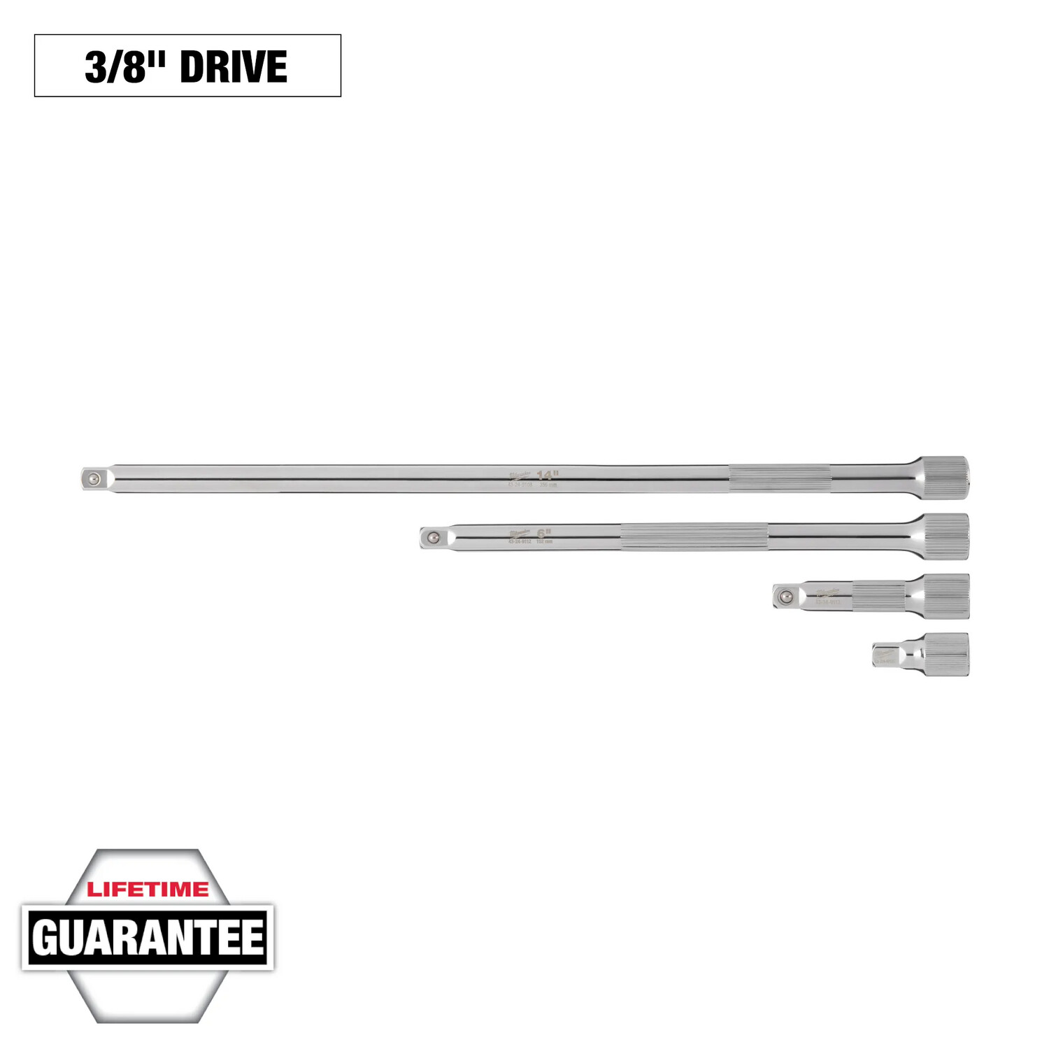 Milwaukee 3/8&quot; Drive 4pc Extension Set in Tray