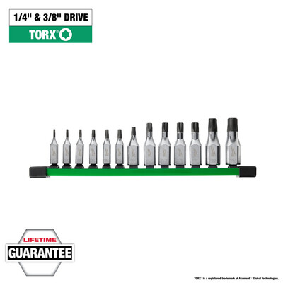 Milwaukee 1/4&quot; &amp; 3/8&quot; Drive FourFlat™ 13Pc Torx Bit Socket Set, T8-T60