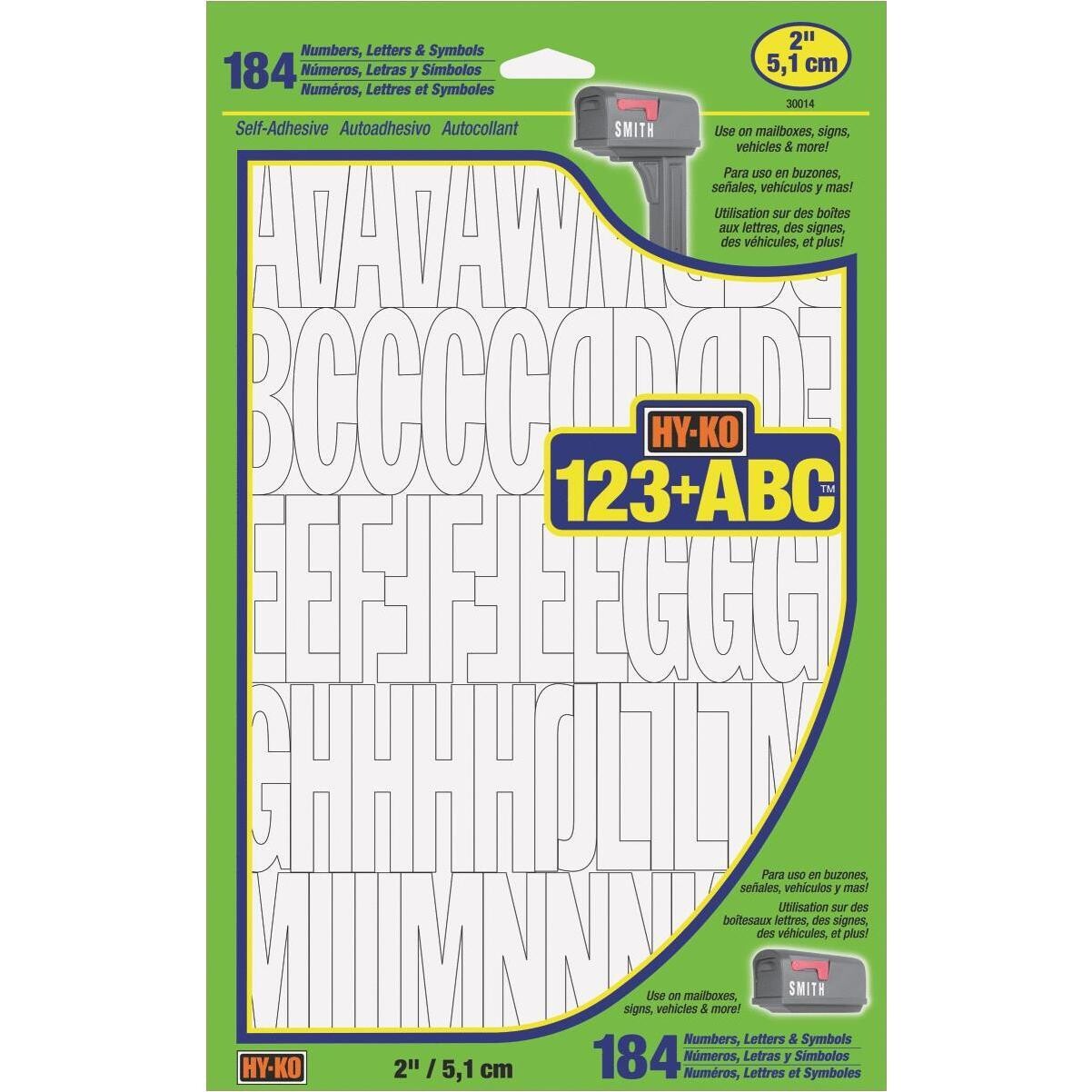 HY-KO 30015 White Number/Letter Set, 3&quot;