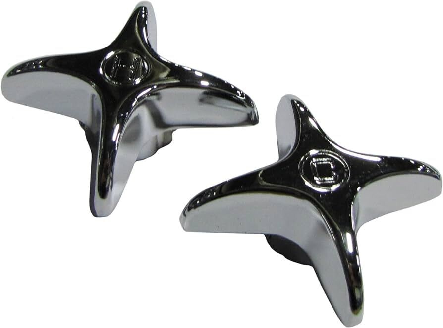 PlumbPak PP805-112 Cross V-Grip Chrome Faucet Handles