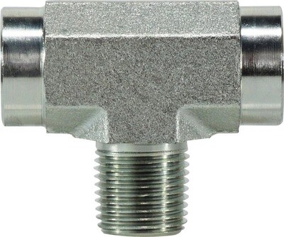 Hydraulic Tee Adaptor, 1/4&quot;FP X 1/4&quot;FP X 1/4&quot;MP